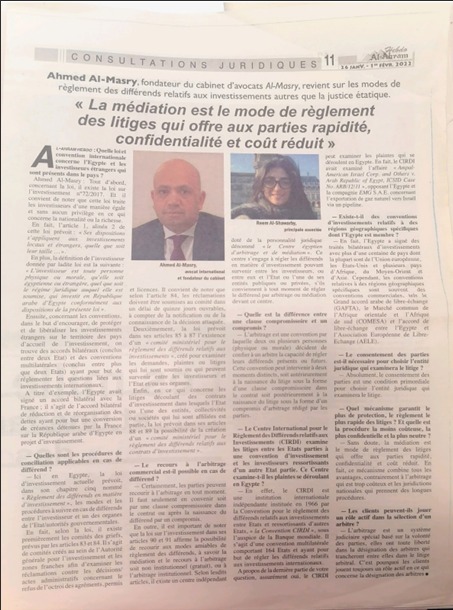 La médiation est le mode de réglement des litiges qui offre aux parties rapidité, confidentialité et eoùt réduit